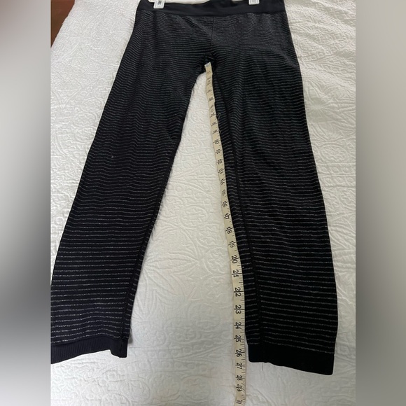 Athleta Shimmer Stripe leggings black silver metallic tights full length xl - Picture 3 of 11